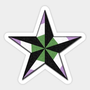 Genderqueer Pride Flag Colored Nautical Star Sticker